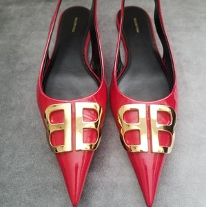 AUTH BALENCIAGA BB KNIFE PATENT LEATHER RED 37.5